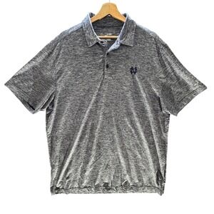 Notre Dame Polo Shirt XL Blue Under Armour HeatGear Performance NCAA